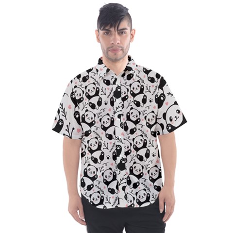 Panda Pattern Men s Short Sleeve Shirt by Vaneshart