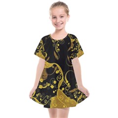 Floral Pattern Background Kids  Smock Dress by Vaneshart