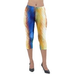 Abstract Paint Smears Lightweight Velour Capri Leggings  by Vaneshart