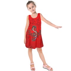 Chinese Dragon On Vintage Background Kids  Sleeveless Dress by FantasyWorld7