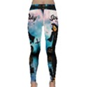 Funny Halloween Design With Skeleton, Pumpkin And Owl Classic Yoga Leggings View1