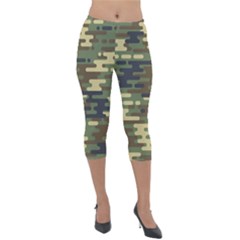 Curve Shape Seamless Camouflage Pattern Lightweight Velour Capri Leggings  by Vaneshart