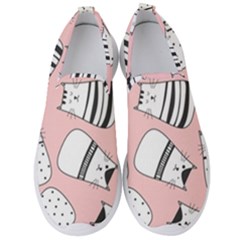 Cute Cats Cartoon Seamless Pattern Men s Slip On Sneakers by Vaneshart