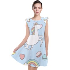 Unicorn Seamless Pattern Background Vector Tie Up Tunic Dress by Sobalvarro