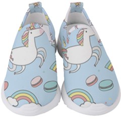 Unicorn Seamless Pattern Background Vector Kids  Slip On Sneakers by Sobalvarro