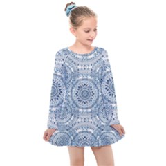 Boho Pattern Style Graphic Vector Kids  Long Sleeve Dress by Sobalvarro