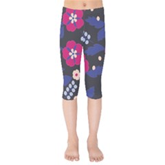 Vector Seamless Flower And Leaves Pattern Kids  Capri Leggings  by Sobalvarro