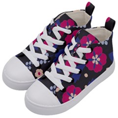 Vector Seamless Flower And Leaves Pattern Kids  Mid-top Canvas Sneakers by Sobalvarro