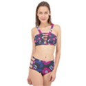 Vector Seamless Flower And Leaves Pattern Cage Up Bikini Set View1