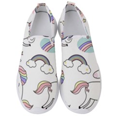 Cute Unicorns With Magical Elements Vector Men s Slip On Sneakers by Sobalvarro