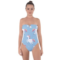 Unicorn Seamless Pattern Background Vector (2) Tie Back One Piece Swimsuit by Sobalvarro