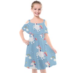 Unicorn Seamless Pattern Background Vector (2) Kids  Cut Out Shoulders Chiffon Dress by Sobalvarro