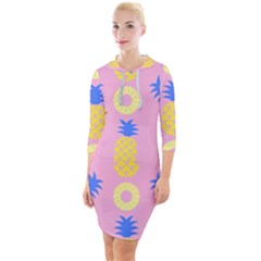 Pop Art Pineapple Seamless Pattern Vector Quarter Sleeve Hood Bodycon Dress by Sobalvarro