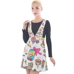 Set Kawaii Doodles Plunge Pinafore Velour Dress by Vaneshart