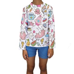 Set Kawaii Doodles Kids  Long Sleeve Swimwear by Vaneshart