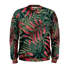 Trending Abstract Seamless Pattern With Colorful Tropical Leaves Plants Green Men s Sweatshirt by Vaneshart