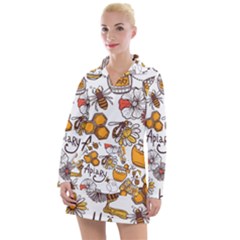 Honey Seamless Pattern Women s Long Sleeve Casual Dress by Vaneshart