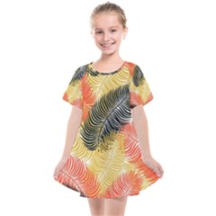 Tropical Seamless Pattern With Exotic Palm Leaves Kids  Smock Dress by Vaneshart