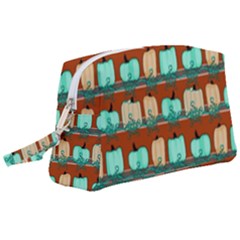 Bluegreen Pumpkins Wristlet Pouch Bag (large) by bloomingvinedesign