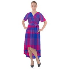 Bisexual Plaid Front Wrap High Low Dress by NanaLeonti