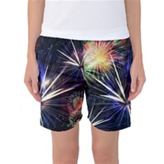 Fireworks Rocket Night Lights Women s Basketball Shorts by HermanTelo