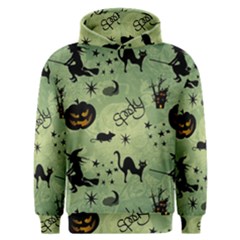 Funny Halloween Pattern With Witch, Cat And Pumpkin Men s Overhead Hoodie by FantasyWorld7