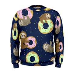 Cute Sloth With Sweet Doughnuts Men s Sweatshirt by Sobalvarro