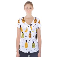 Pineapples Short Sleeve Front Detail Top by Sobalvarro