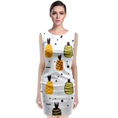 Pineapples Sleeveless Velvet Midi Dress by Sobalvarro