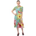 Hibiscus Keyhole Neckline Chiffon Dress View1