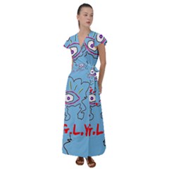 Designed By Revolution Child  u G L Y   Flutter Sleeve Maxi Dress by designedbyrevolutionchild