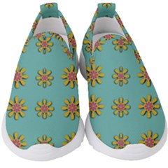 Fantasy Fauna Floral In Sweet Green Kids  Slip On Sneakers by pepitasart