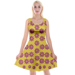 Fantasy Fauna Floral In Sweet Yellow Reversible Velvet Sleeveless Dress by pepitasart