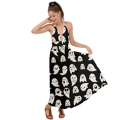 Cute Kawaii Ghost Pattern Backless Maxi Beach Dress by Valentinaart