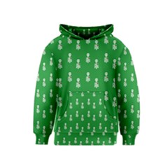 Skeleton Green Background Kids  Pullover Hoodie by snowwhitegirl