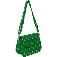 Skeleton Green Background Saddle Handbag by snowwhitegirl