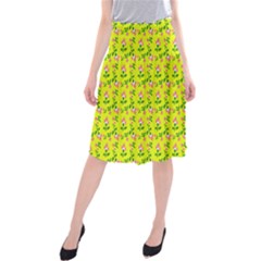 Carnation Pattern Yellow Midi Beach Skirt by snowwhitegirl