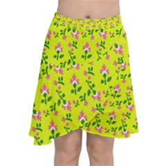 Carnation Pattern Yellow Chiffon Wrap Front Skirt by snowwhitegirl