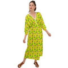 Carnation Pattern Yellow Grecian Style  Maxi Dress by snowwhitegirl