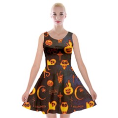 Funny Halloween Design Velvet Skater Dress by FantasyWorld7