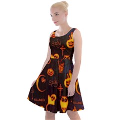 Funny Halloween Design Knee Length Skater Dress by FantasyWorld7