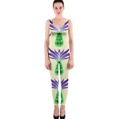 Thistles Purple Flora Flowering One Piece Catsuit by Vaneshart