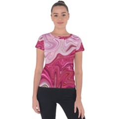 Liquid Marble Trending Abstract Paint Short Sleeve Sports Top  by Vaneshart