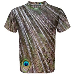 Peacock Feathers Pattern Colorful Men s Cotton Tee by Vaneshart