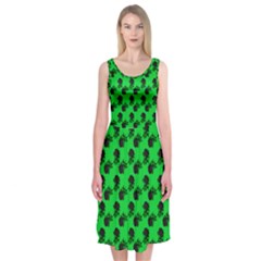 Black Rose Green Midi Sleeveless Dress by snowwhitegirl