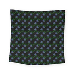 Vintage Blue Roses Black Square Tapestry (small) by snowwhitegirl