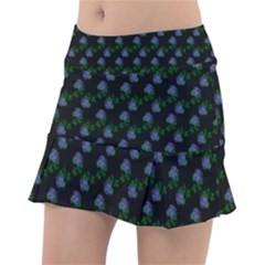 Vintage Blue Roses Black Tennis Skirt by snowwhitegirl