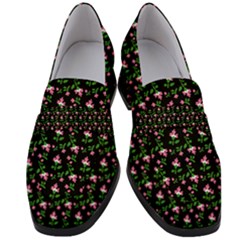 Carnation Pink Black Women s Chunky Heel Loafers by snowwhitegirl