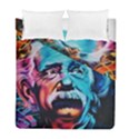 Albert Einstein Retro wall graffiti blue pink orange modern urban art grunge Duvet Cover Double Side (Full/ Double Size) View1