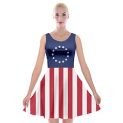 Betsy Ross Flag Usa America United States 1777 Thirteen Colonies Vertical Velvet Skater Dress by snek